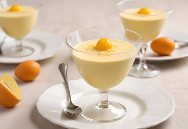 Zabaglione Delight Light, Frothy Custard with Egg Yolks and a Touch of Wine