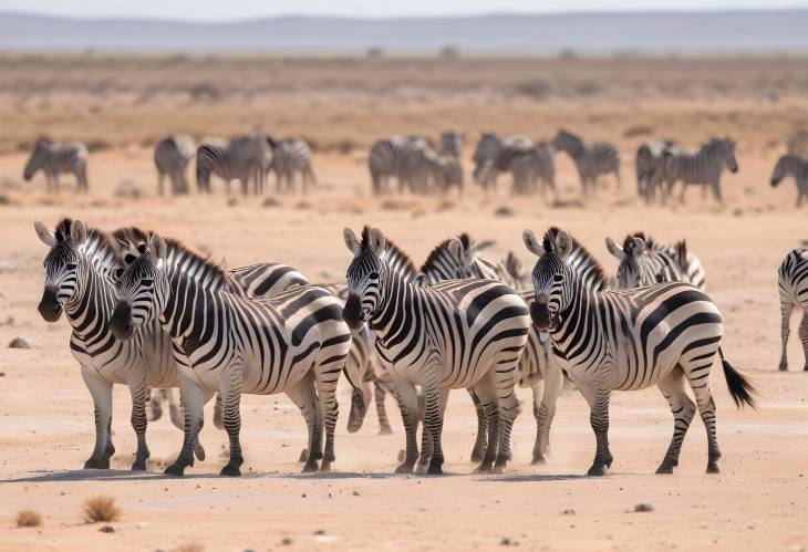 Zebras in the African Savanna Panoramic Header or Banner Image from Etosha National Park