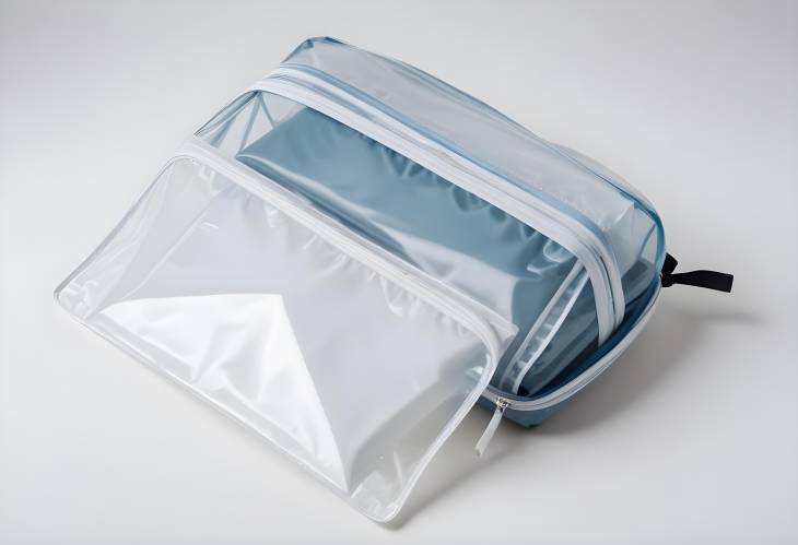 Zippered Clear Film Clothing Case with Travel Bag on White Background