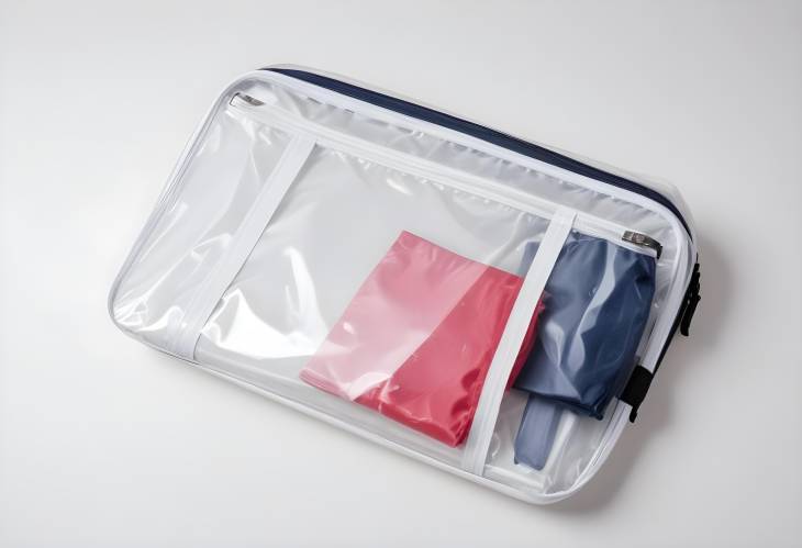 Zippered Transparent Film Case for Clothes on White Background